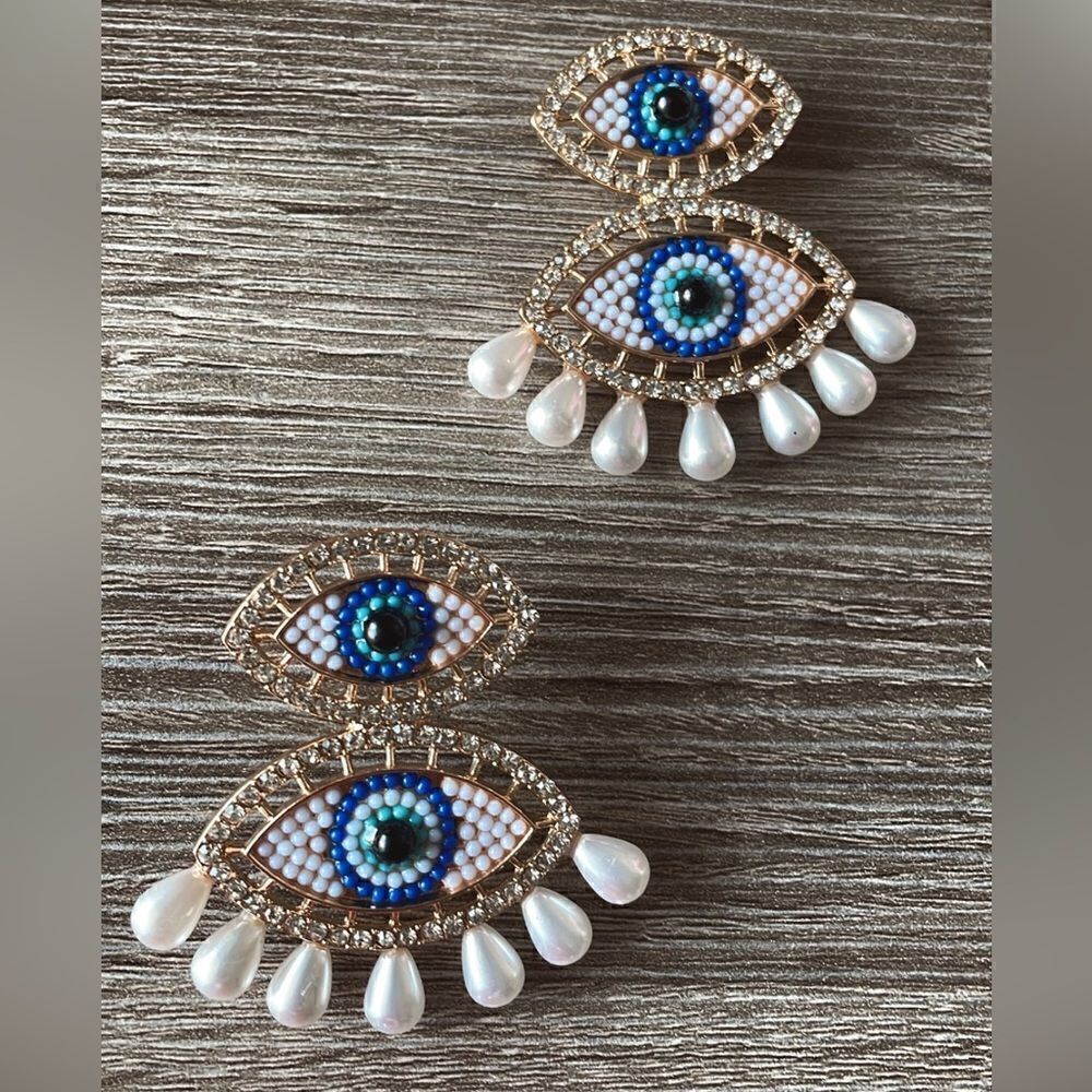 Evil eye earring drop A467 - Picture 2 of 4